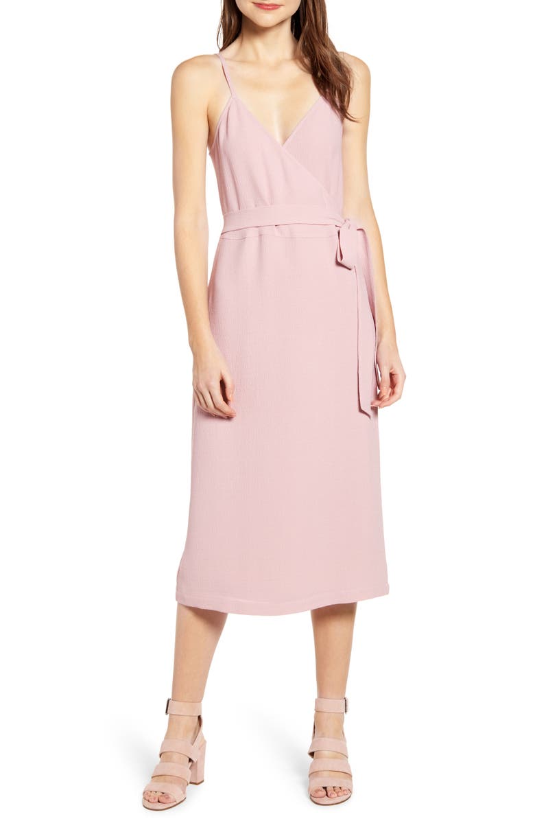 Chelsea28 Crepe Wrap Midi Dress, Main, color, 
