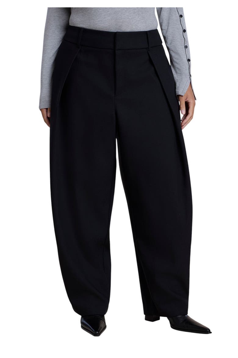 Pleat Detail Tailored Barrel Pant (plus), Main, color, BLACK ONYX