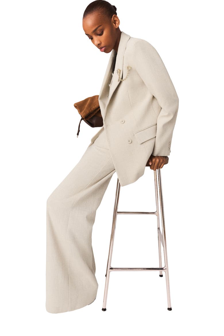 Suit jacket with brooch, Alternate, color, Beige