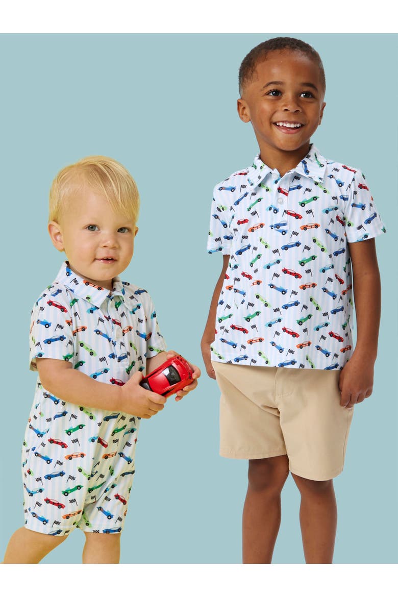 Performance Polo Romper, Alternate, color, Tiny Let's Roll