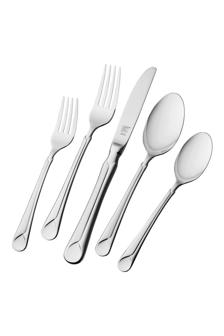 Provence 20-Piece Flatware Set, Main, color, SILVER