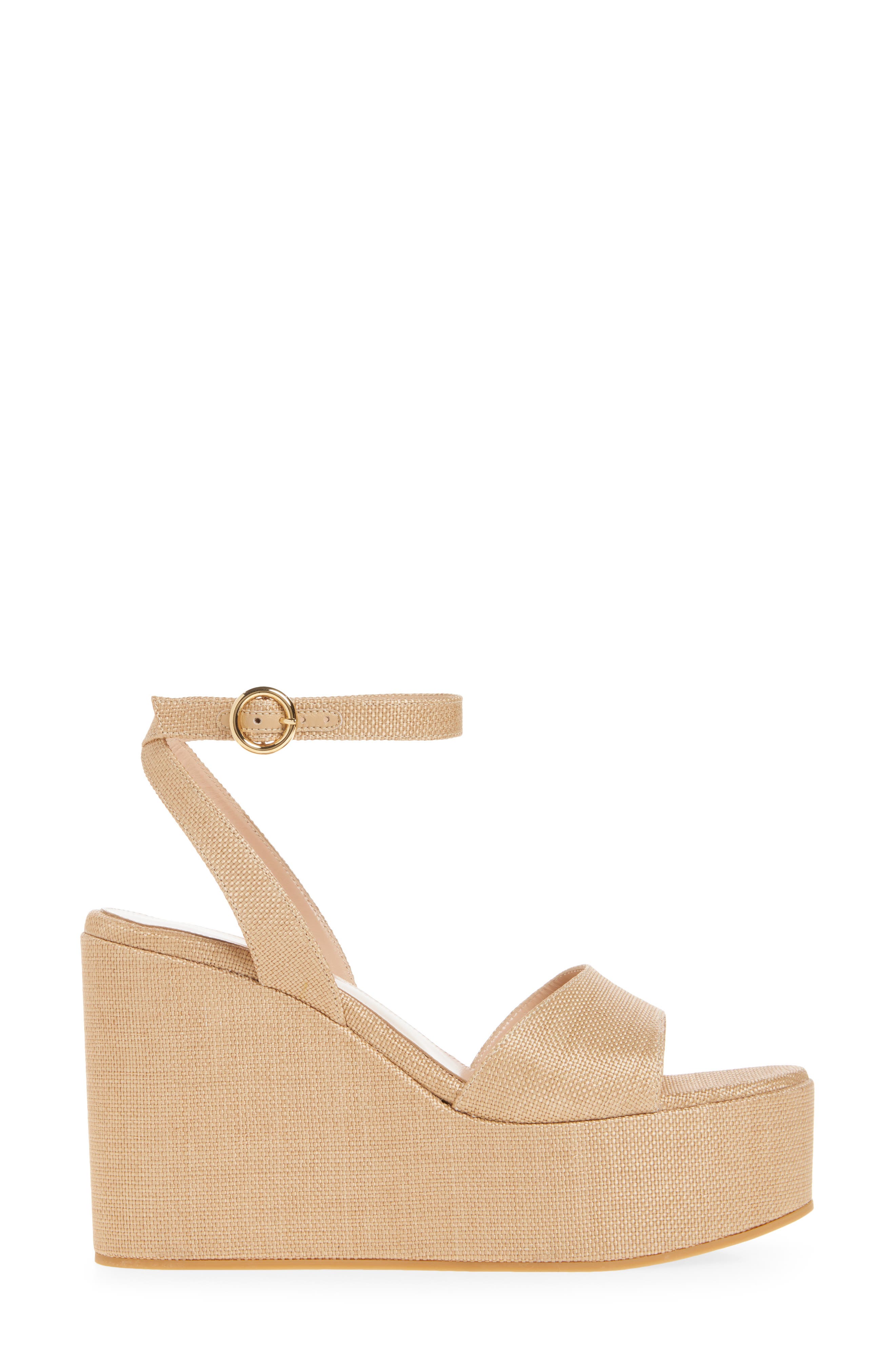 Gianvito Rossi Ankle Strap Wedge Sandal, Alternate, color, Lino