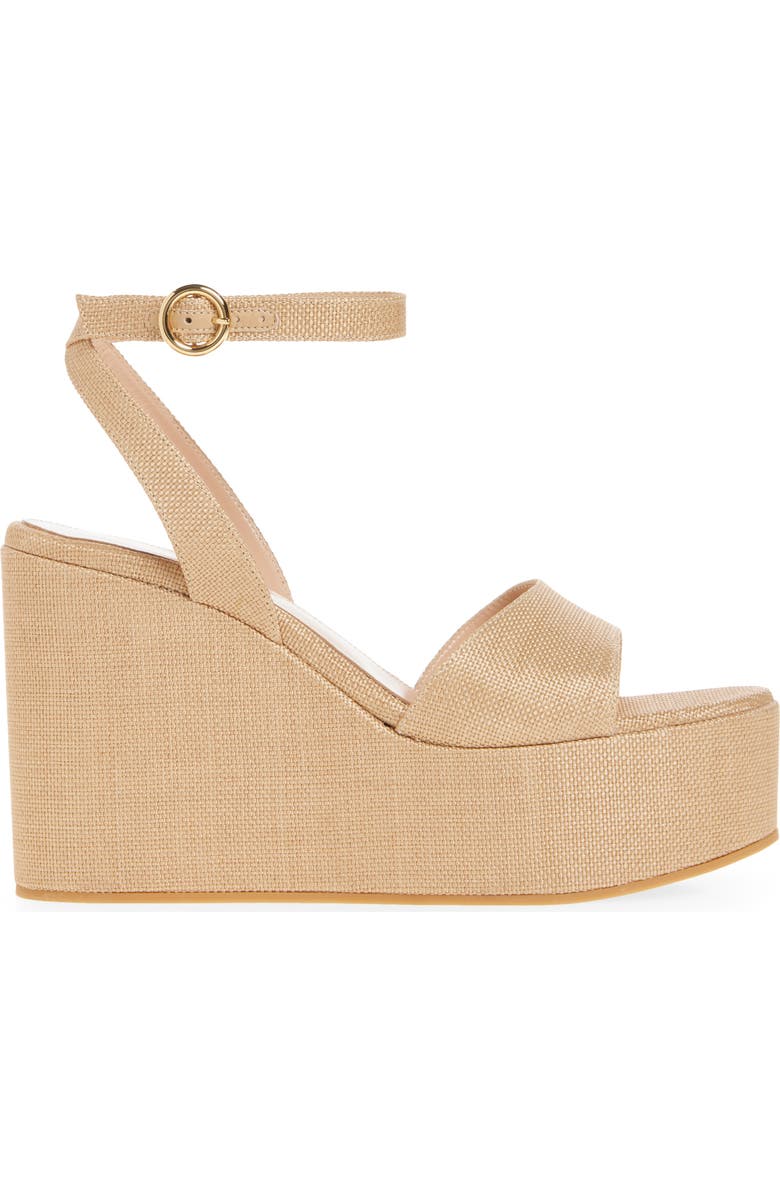 Gianvito Rossi Ankle Strap Wedge Sandal, Alternate, color, Lino