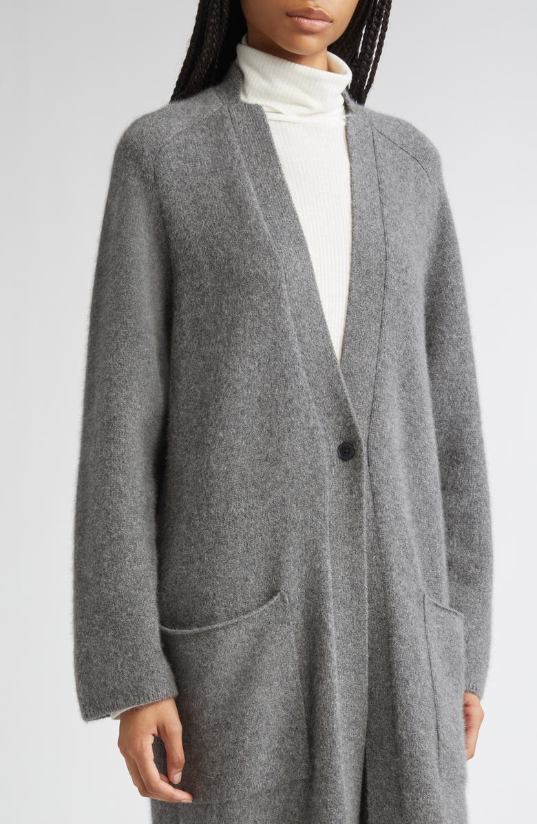 LOULOU DE SAISON Smet Mercerized Wool & Yak Hair Blend Maxi Cardigan, Alternate, color, Anthracite Melange