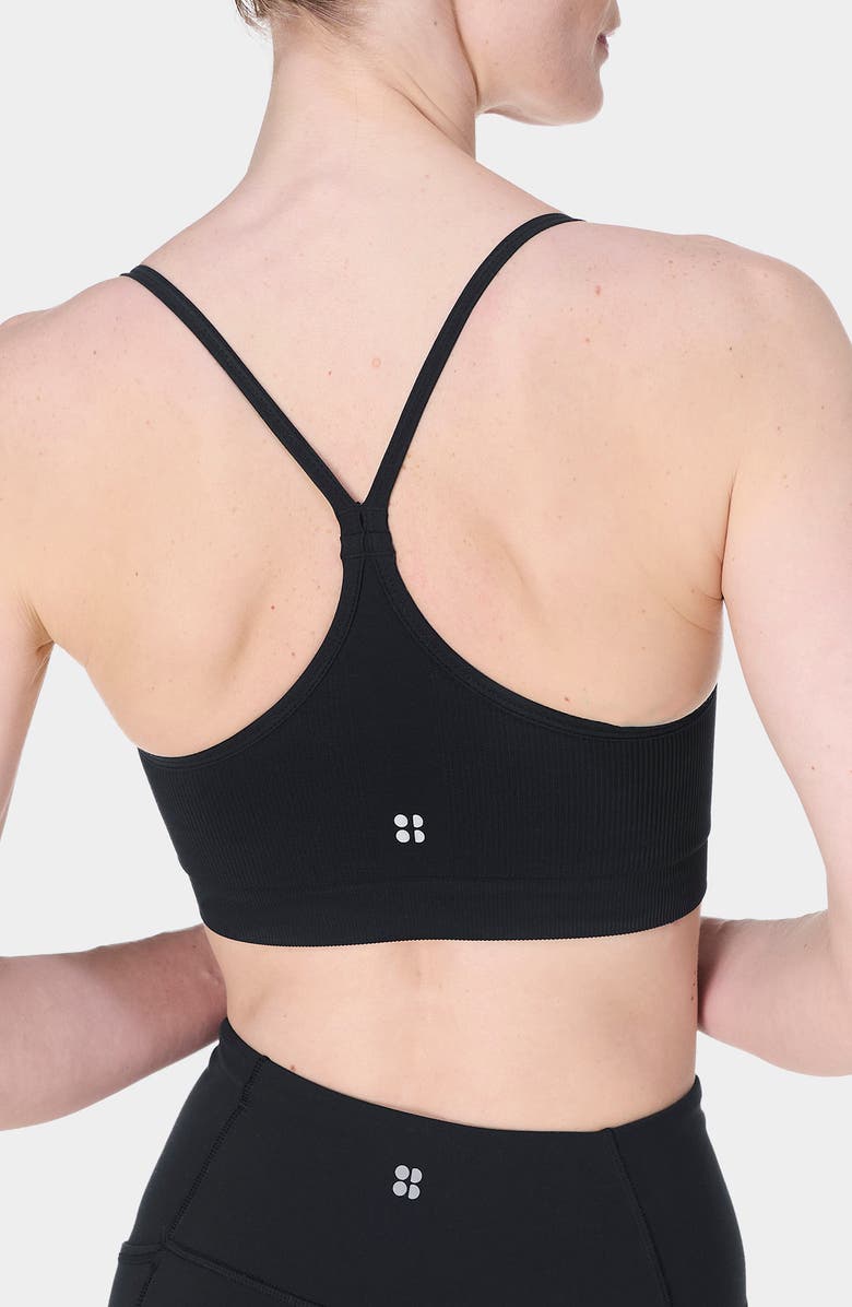 Sweaty Betty Spirit Restored Racerback Sports Bra, Alternate, color, Black