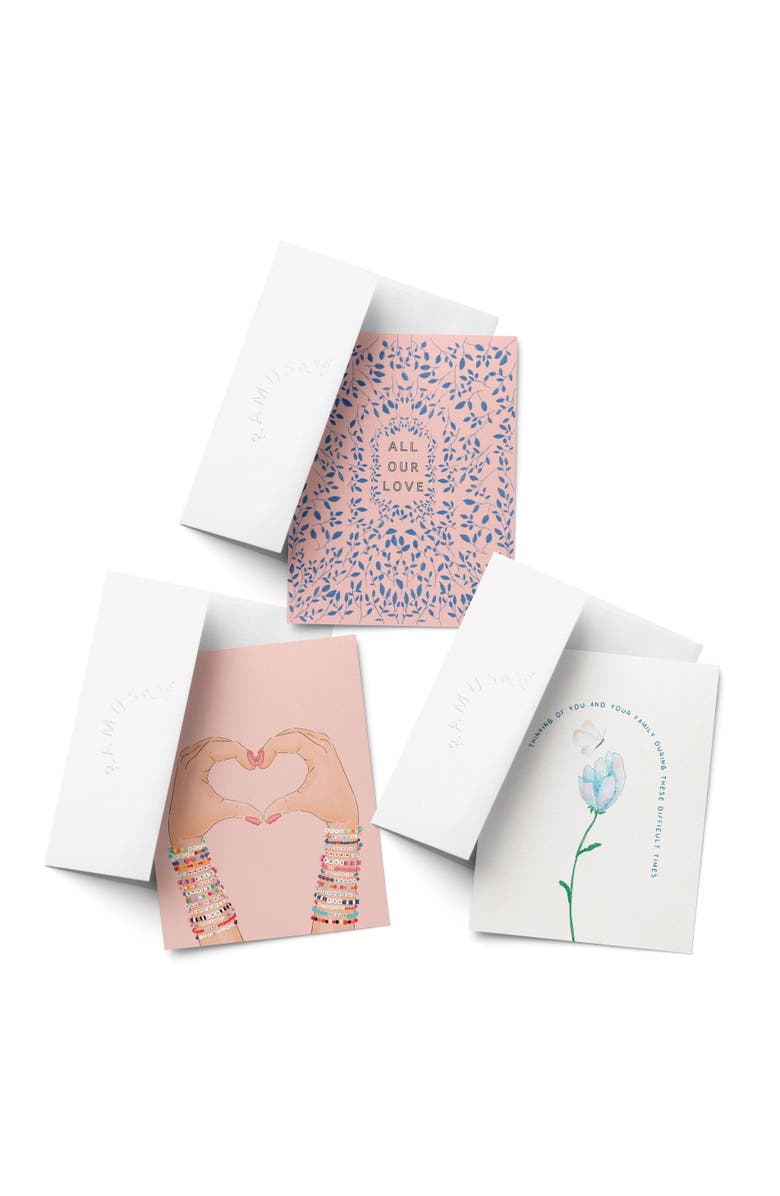 Ramus & Co Sympathy Greeting Card Pack Sets (3 ct, Assorted) All Our Love, Friendship Bracelets, Thinking of You Butterfly, Main, color, Multi-Pack