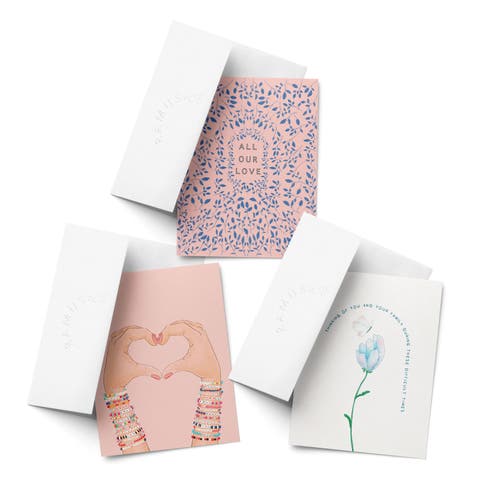 Sympathy Greeting Card Pack Sets (3 ct, Assorted) All Our Love, Friendship Bracelets, Thinking of You Butterfly