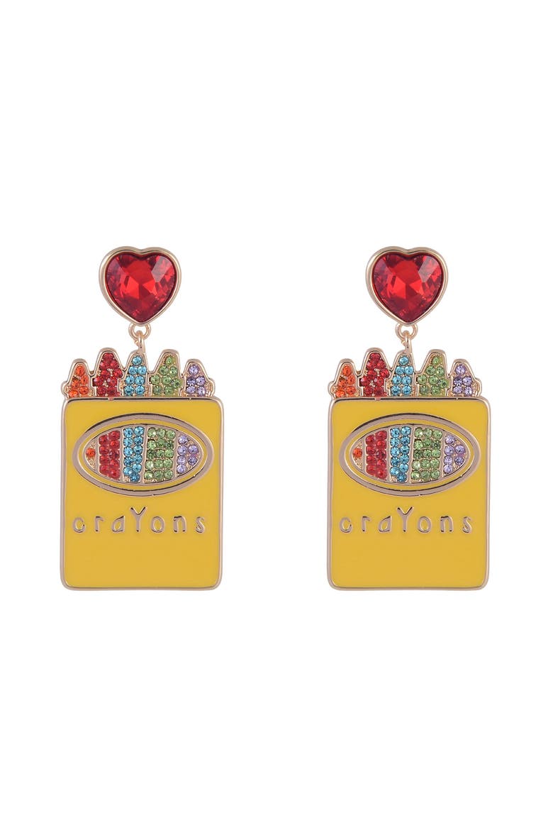 Enamel Crayon Earrings, Alternate, color, Yellow