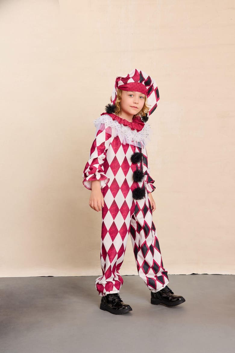 Harlequin Jumpsuit Costume for Kids, Alternate, color, Black & White