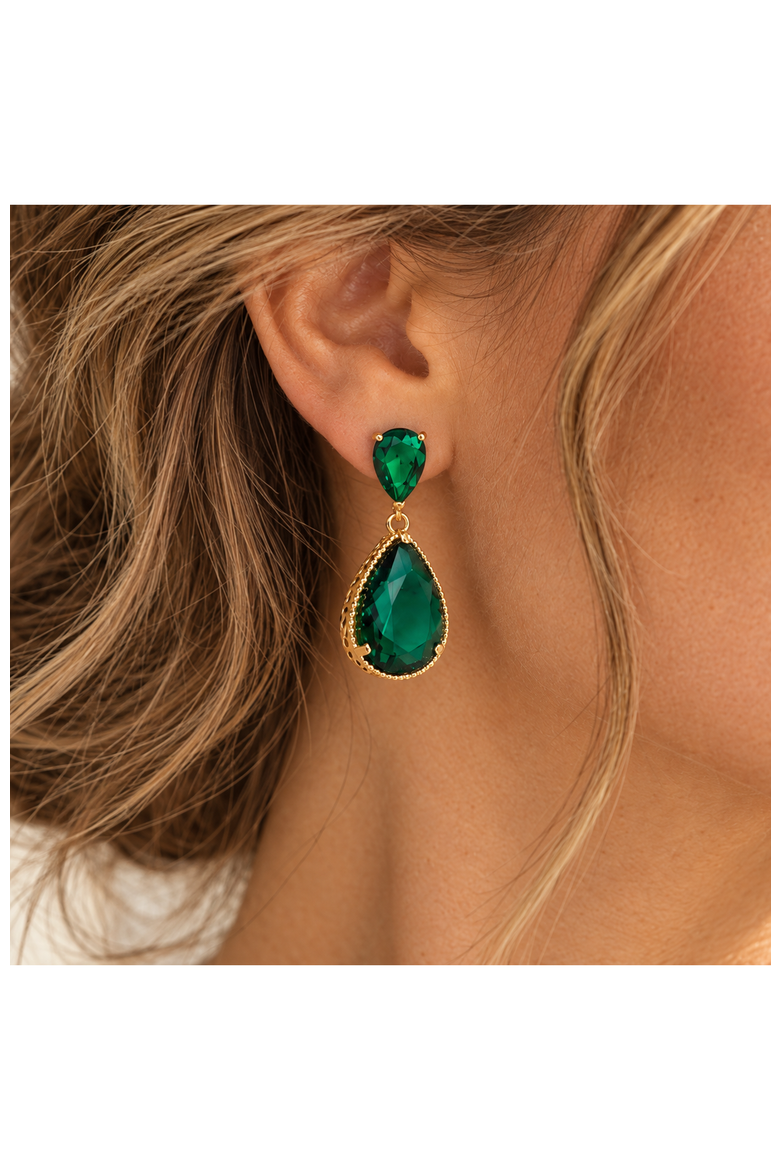Emerald Green Drop Earrings, Alternate, color, Emerald Green