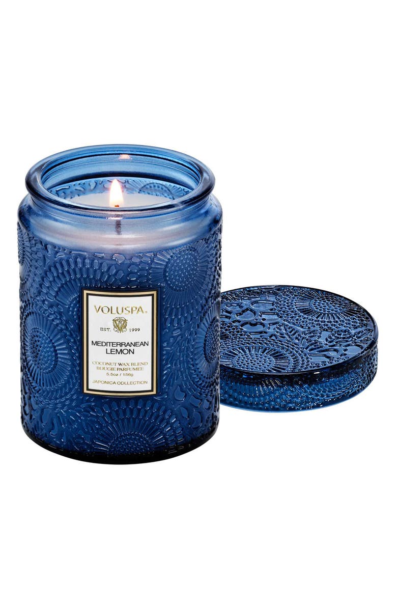 Voluspa Mediterranean Lemon Small Jar Candle, Main, color, Mediterranean Lemon