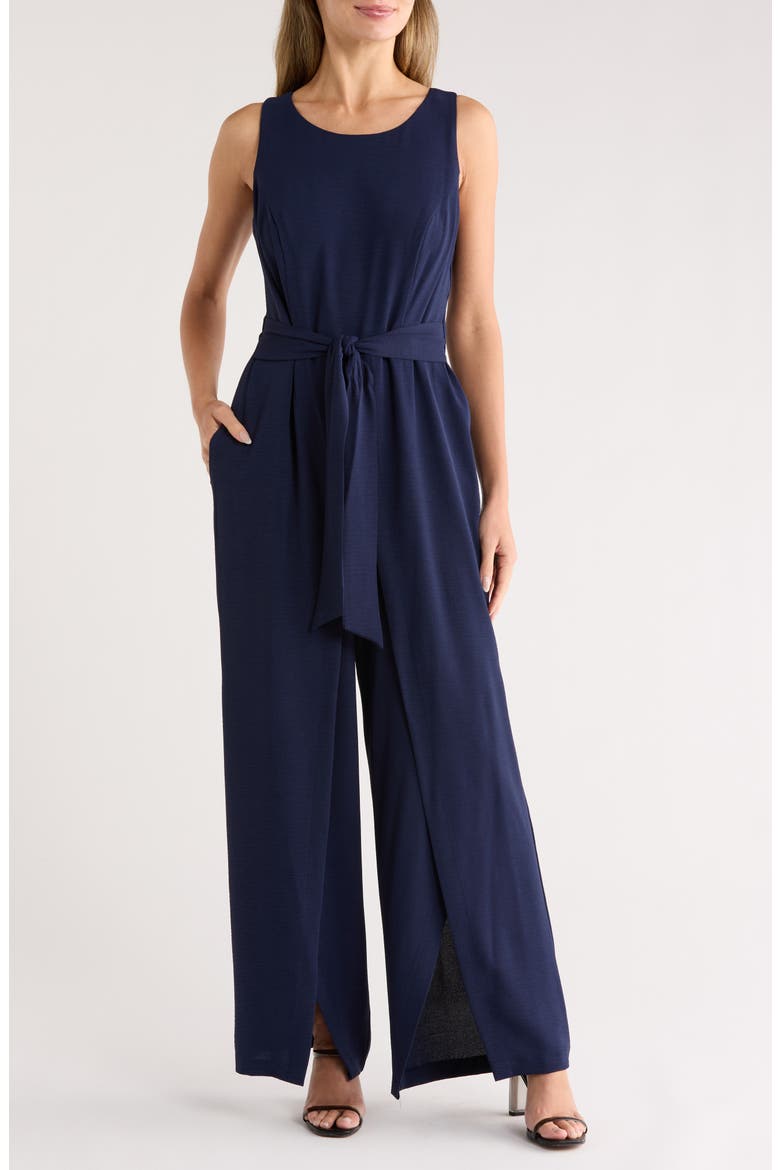 Sleeveless Tie Waist Jumpsuit, Main, color, SAPHIRE