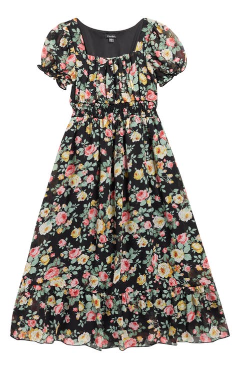 Kids' Floral Puff Sleeve Dress (Big Kid)