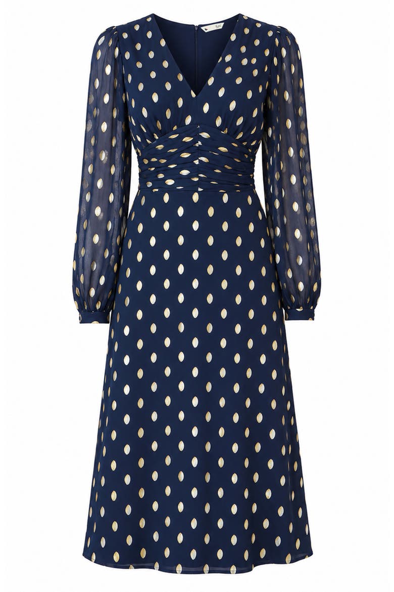 Foil Print Midi Dress, Alternate, color, Navy