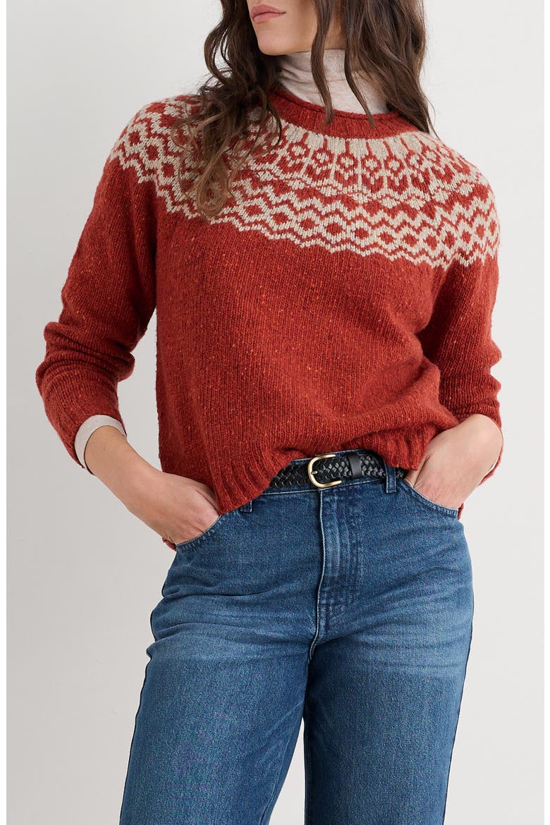 Port Kinnis Fair Isle Merino Wool Blend Crewneck Sweater, Main, color, WAG TAIL RED SAIL BI