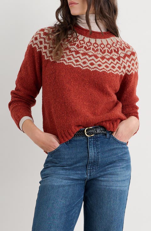 Port Kinnis Fair Isle Merino Wool Blend Crewneck Sweater