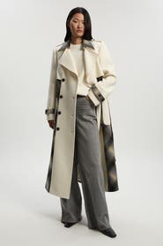 Karen Millen Wool Check Trench Midi Coat