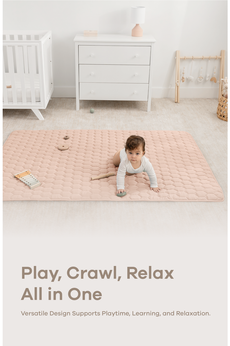 Premium Play Mat with Non-Slip Bottom, Rectangle, Alternate, color, Blush