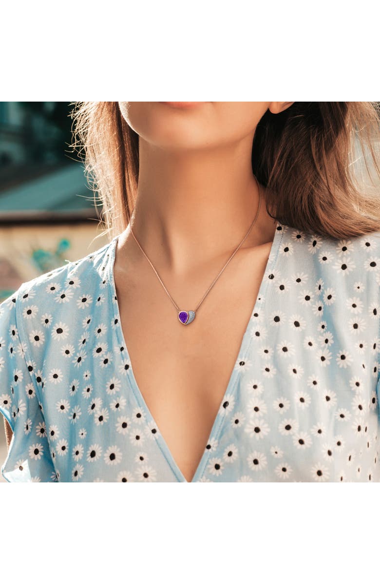 Julianna B. Gemstone & Diamond Heart Necklace 10K, Alternate, color, Amethyst/Rose Gold