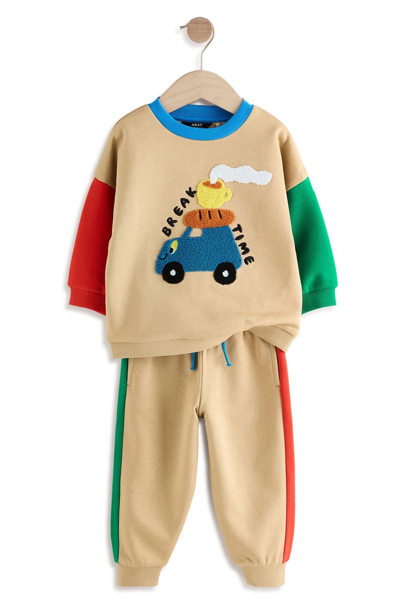 NEXT Kids' Break Time Sweatshirt & Joggers Set, Main, color, Tan