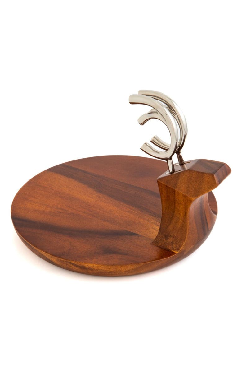 Nambé Reindeer Wood Platter with Spreader Knife, Main, color, Brown
