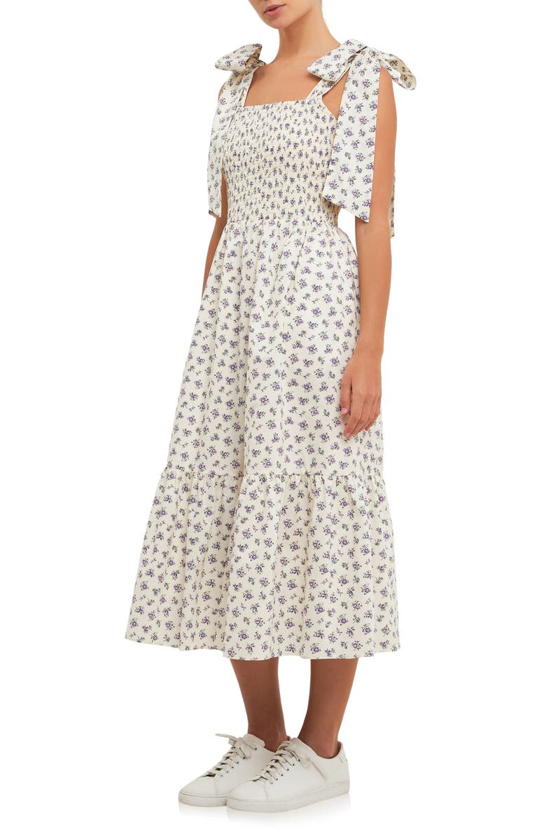 English Factory Floral Tie Strap Cotton Sundress, Alternate, color, 