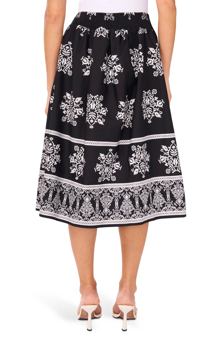CeCe Cotton Poplin A-Line Midi Skirt, Alternate, color, Rich Black