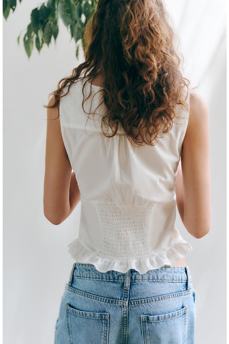 Kids' Floral Embroidered Cotton Top, Alternate, color, OFF WHITE