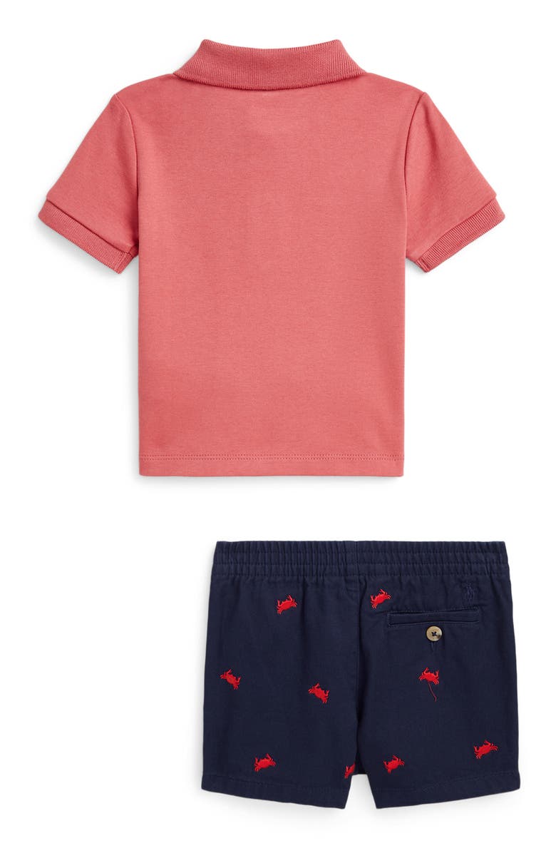 Ralph Lauren Crab Embroidered Cotton Polo & Shorts Set, Alternate, color,