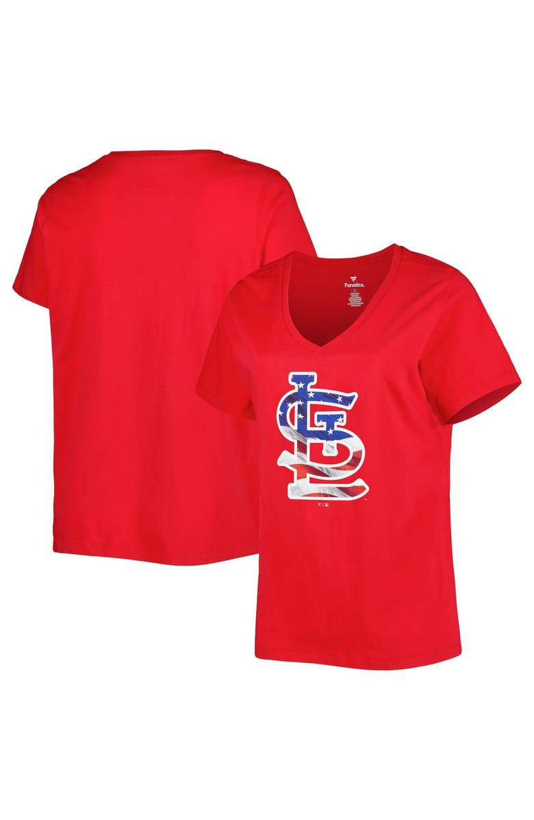 PROFILE Women's Red St. Louis Cardinals Plus Size Americana V-Neck T-Shirt, Main, color, 