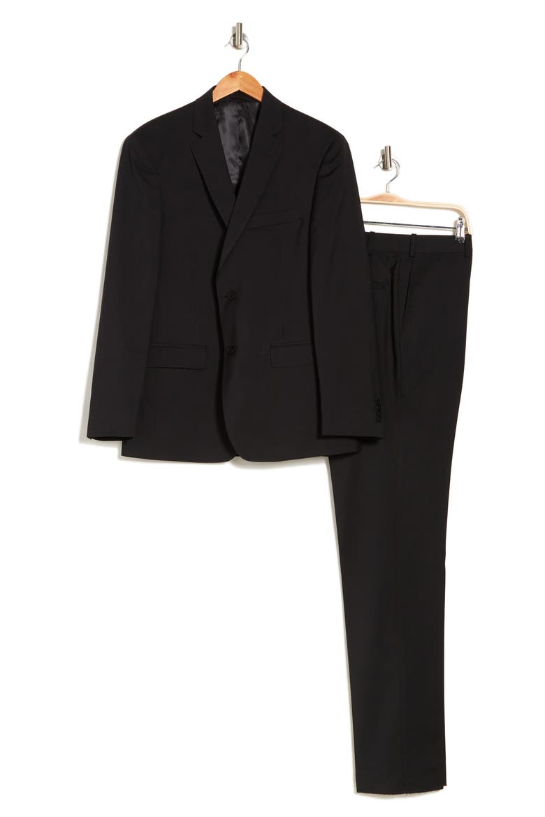 Sartorial Two Button Notch Lapel Wool Blend Suit, Alternate, color, BLACK