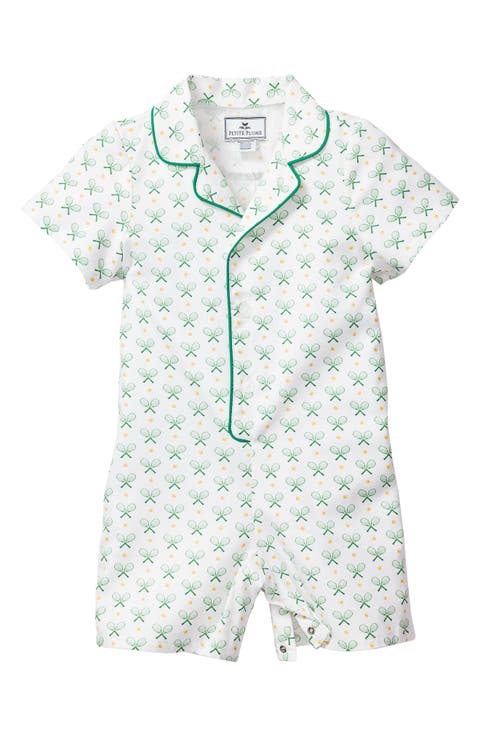 Piped Cotton Blend One-Piece Pajamas (Baby)