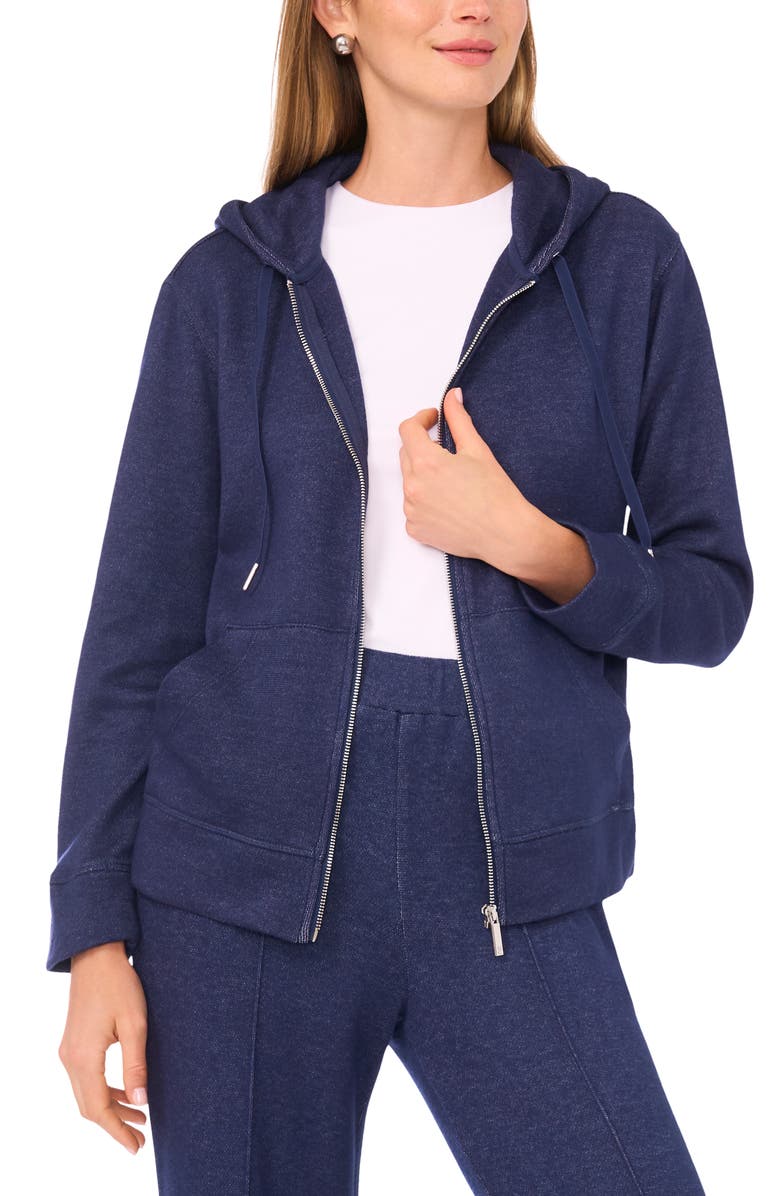 Vince Camuto Zip Front Hoodie, Alternate, color, Dusk