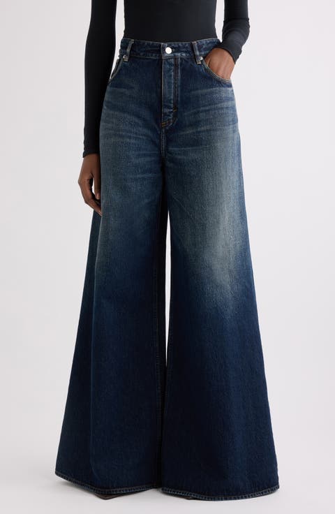 High Waist Denim Palazzo Pants