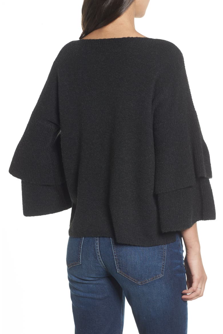Tier Sleeve Sweater, Alternate, color, HTHR METAL