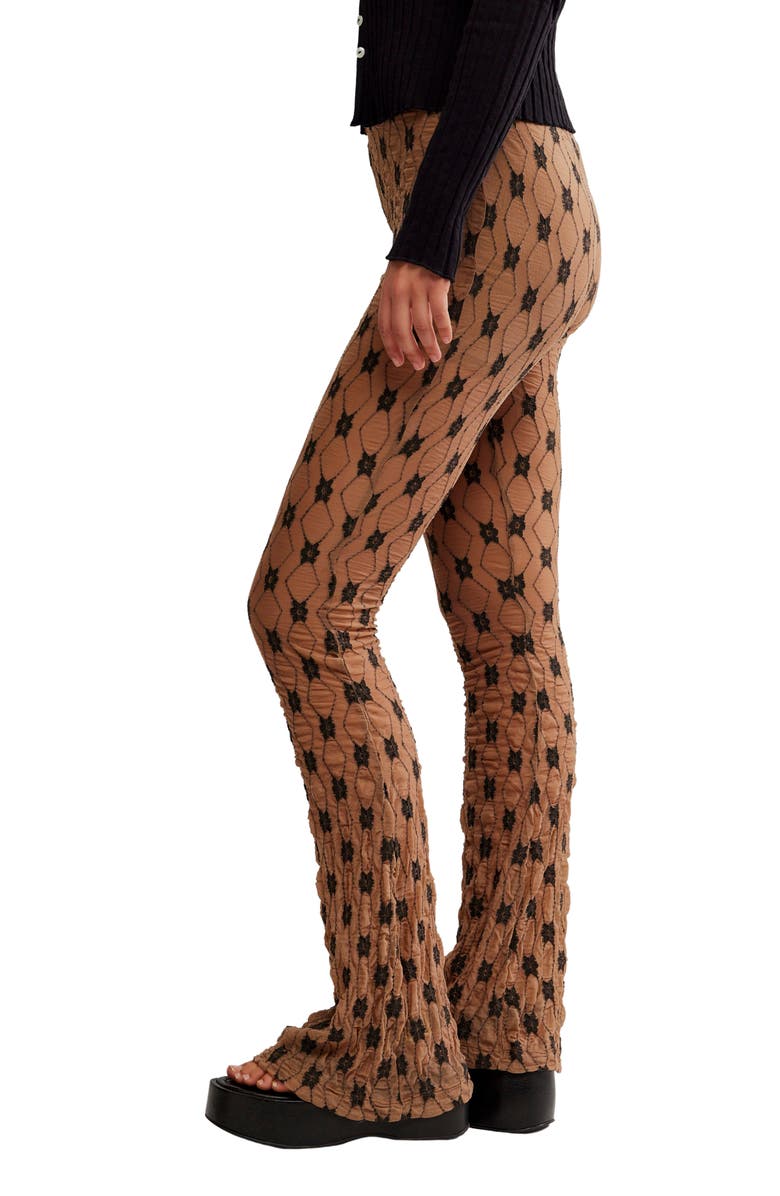 Free People Margo Lace Overlay Flare Pants, Alternate, color, Woodsmoke