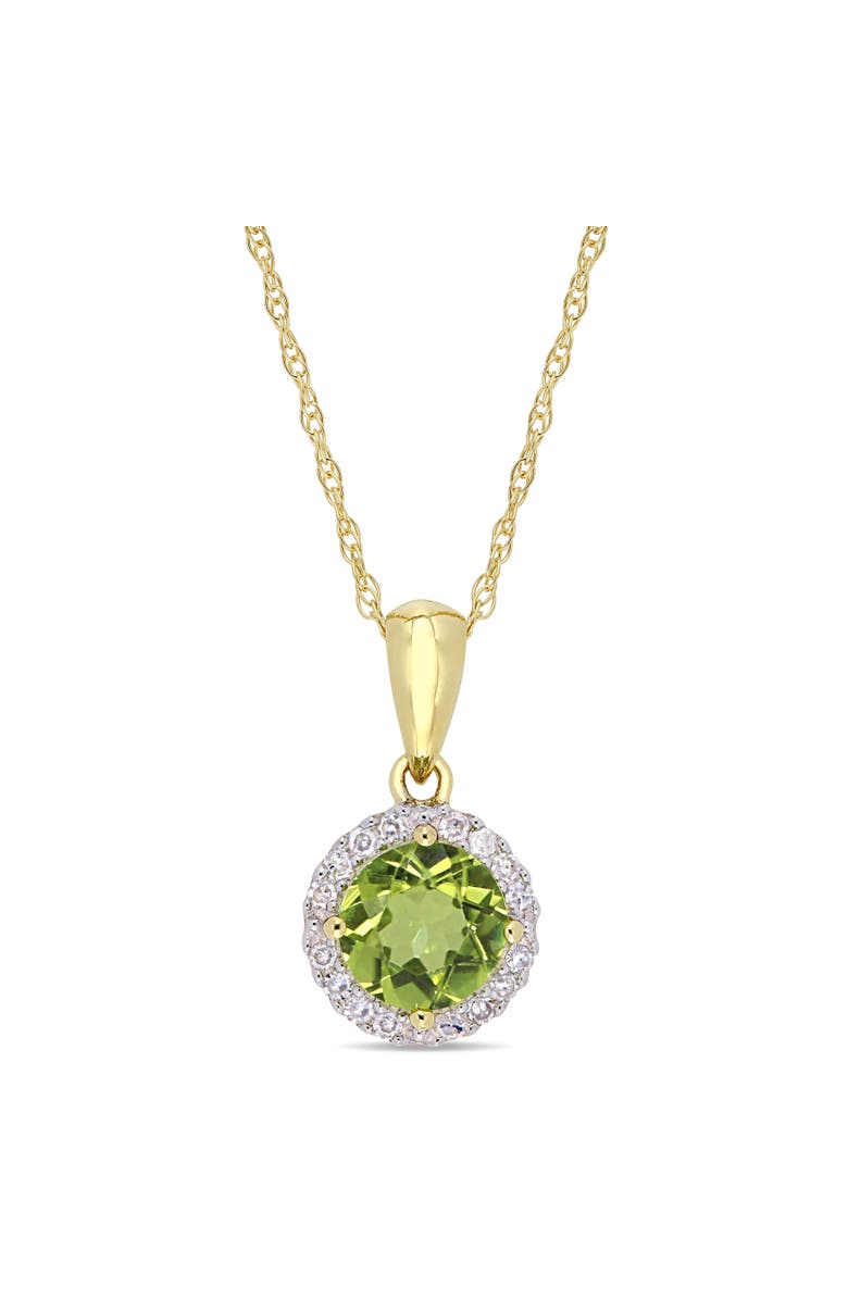 Julianna B. Gemstone & Diamond Halo Necklace 10K, Main, color, Peridot