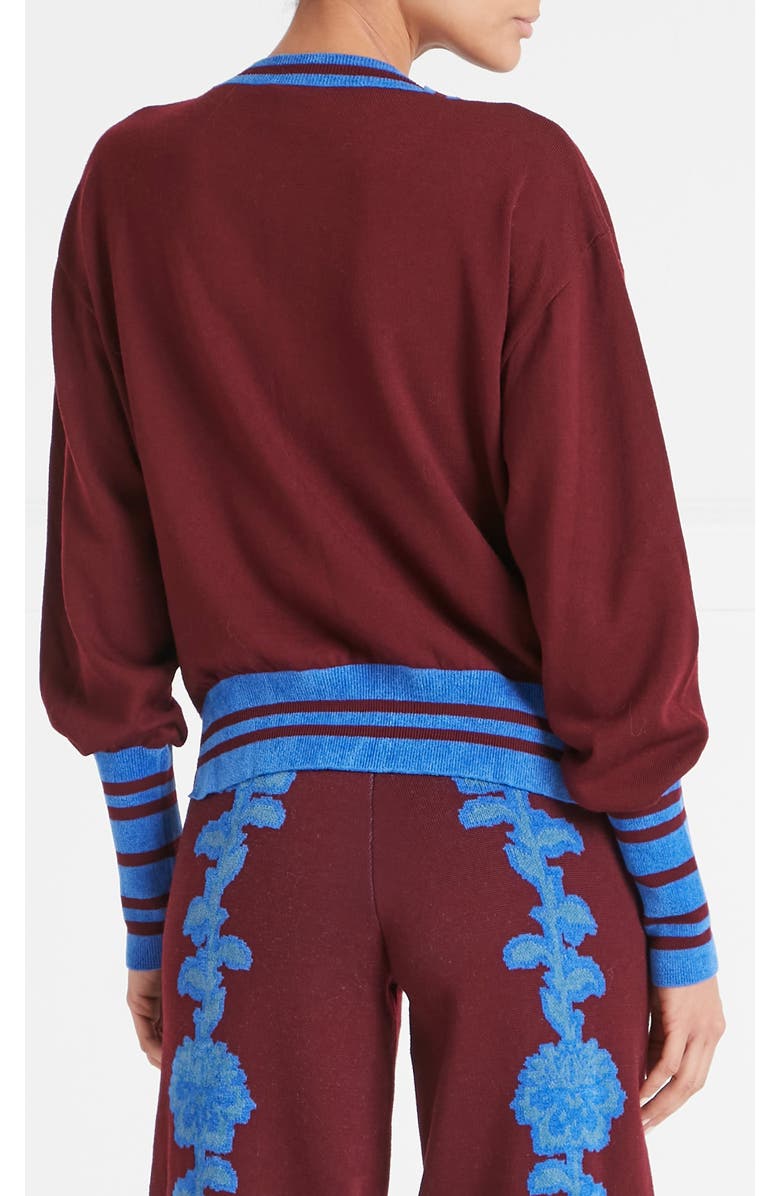 Temperley London Floral Knit sweater, Alternate, color, Dark Amethyst