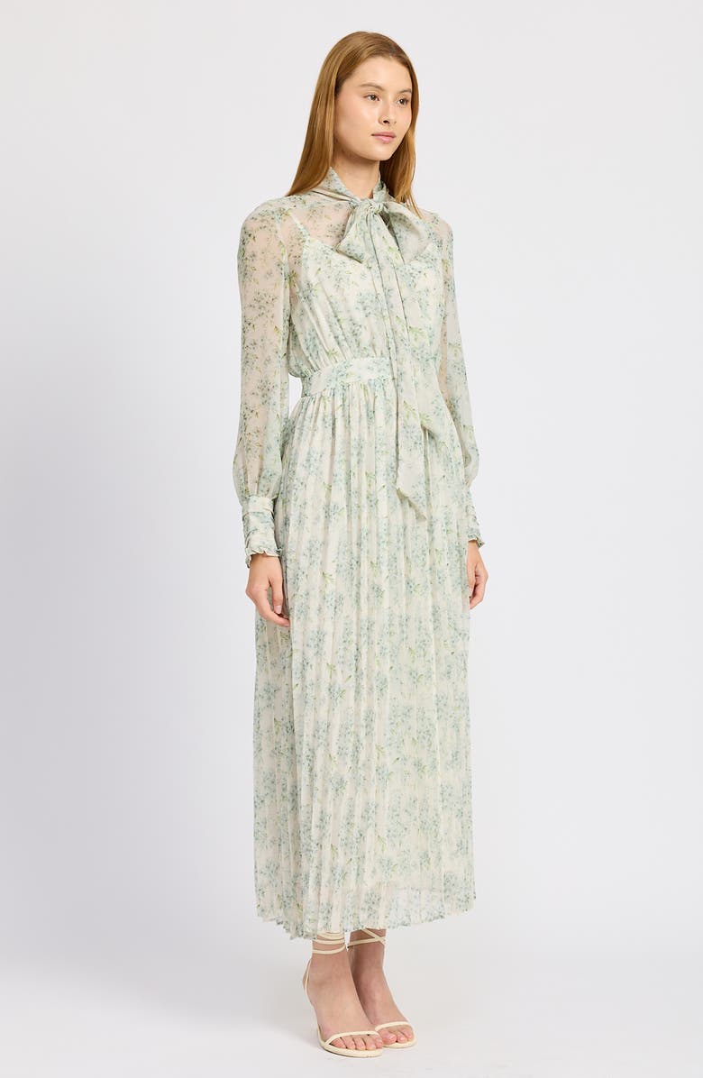 En Saison Marlene Print Tie Neck Long Sleeve Maxi Dress, Alternate, color, 