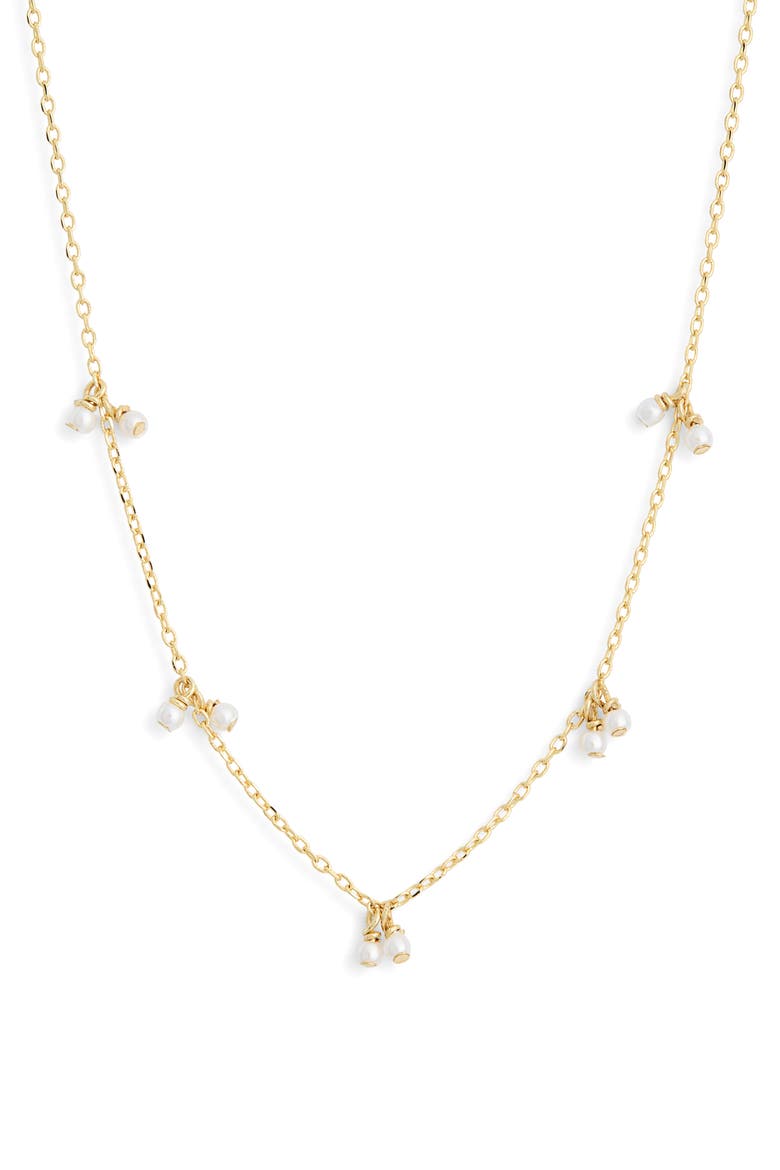 Demi Fine Faux Pearl Charm Chain Necklace, Main, color, CLEAR- GOLD