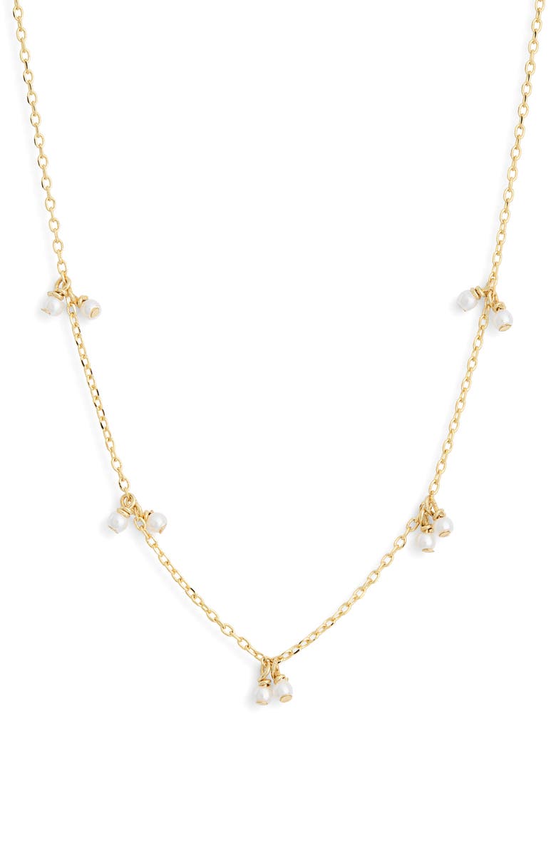 NORDSTROM RACK Demi Fine Faux Pearl Charm Chain Necklace, Main, color, Clear- Gold