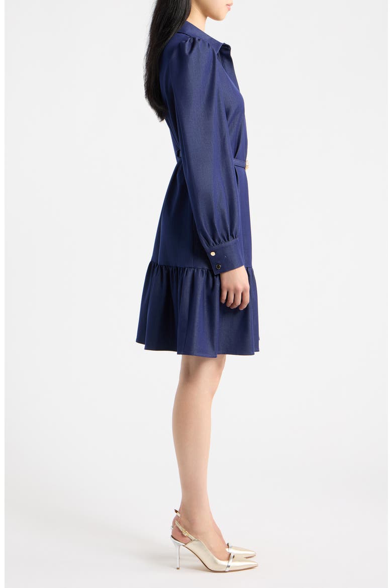 Tiered Faux Denim Shirtdress, Alternate, color, MIDNIGHT FAUX DENIM