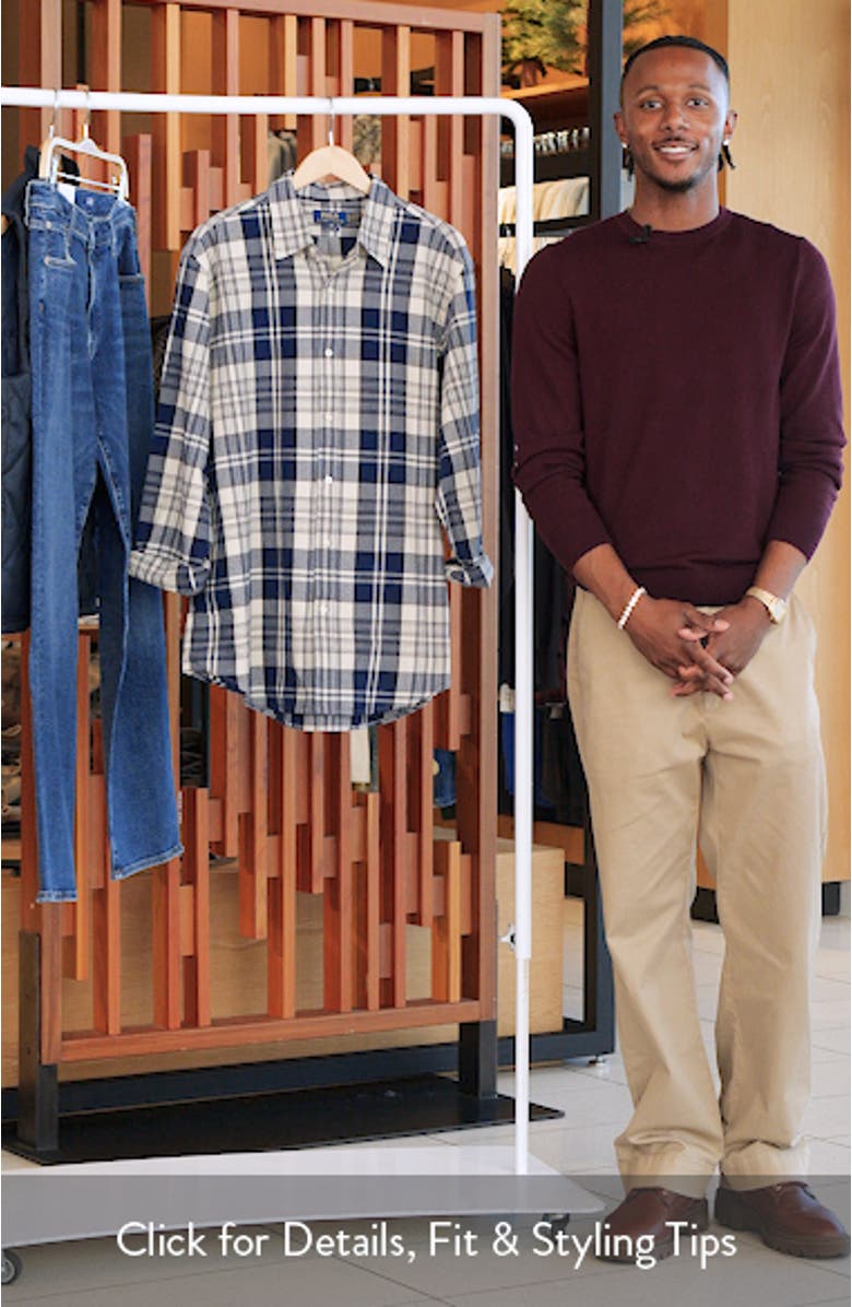 Classic Fit Brushed Plaid Cotton Button-Down Oxford Shirt, sales video thumbnail