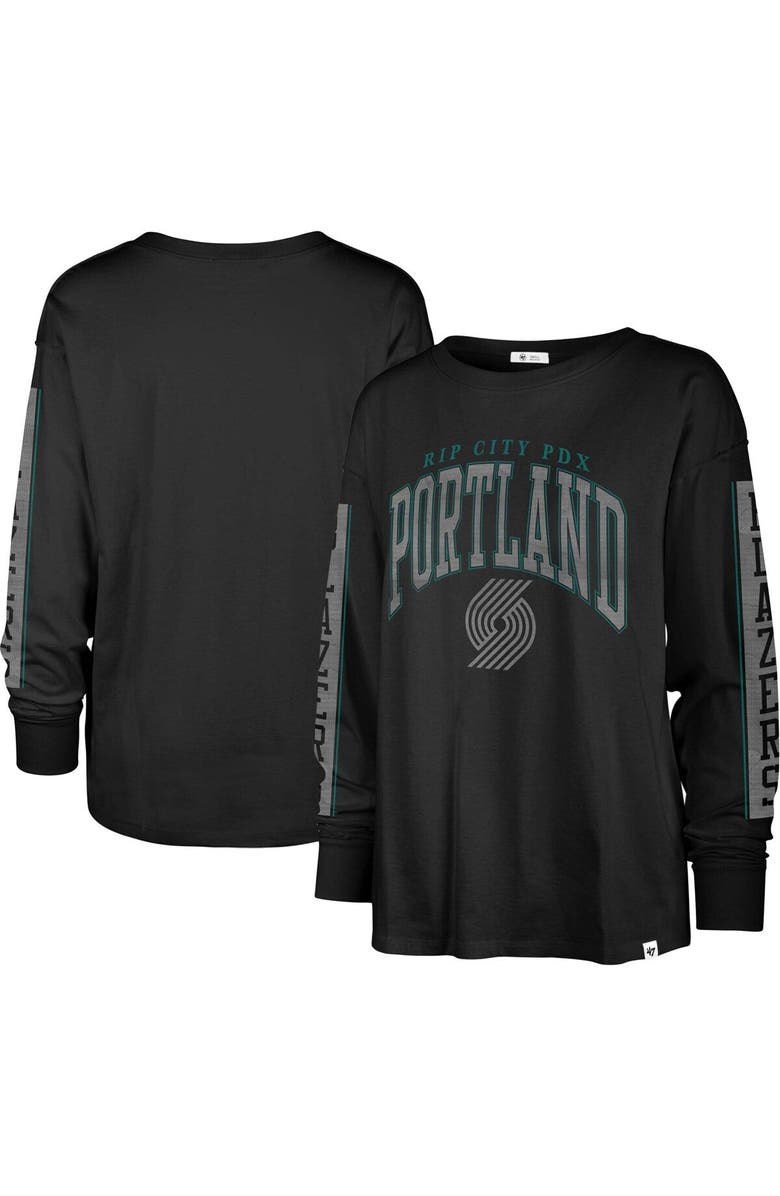 '47 Women's '47 Black Portland Trail Blazers City Edition SOA Long Sleeve T-Shirt, Main, color, 