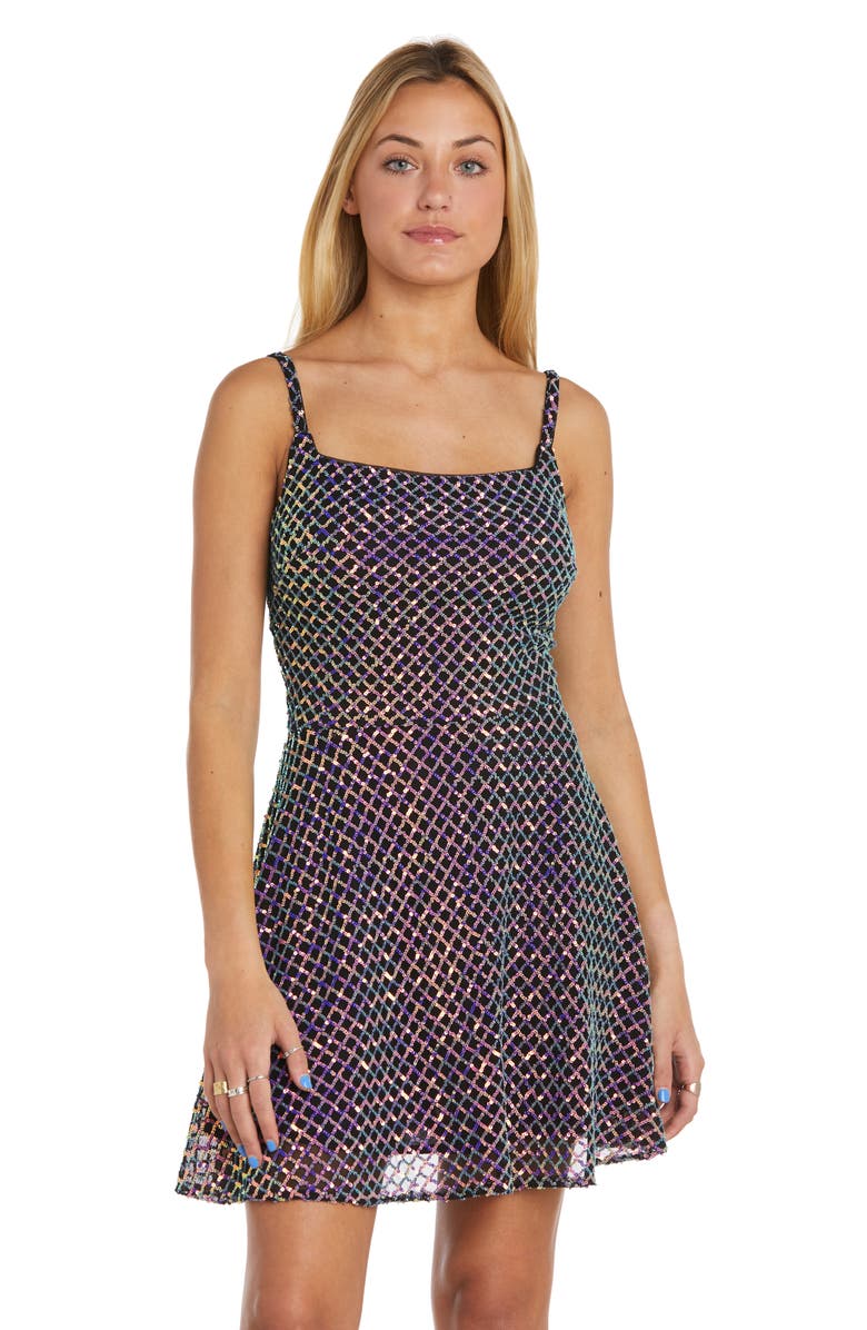 Morgan & Co. Sequin Skater Dress, Alternate, color, 