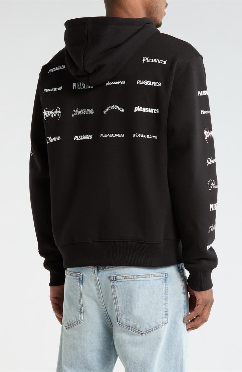 PLEASURES Woodmark Fleece Zip-Up Hoodie, Alternate, color, Black