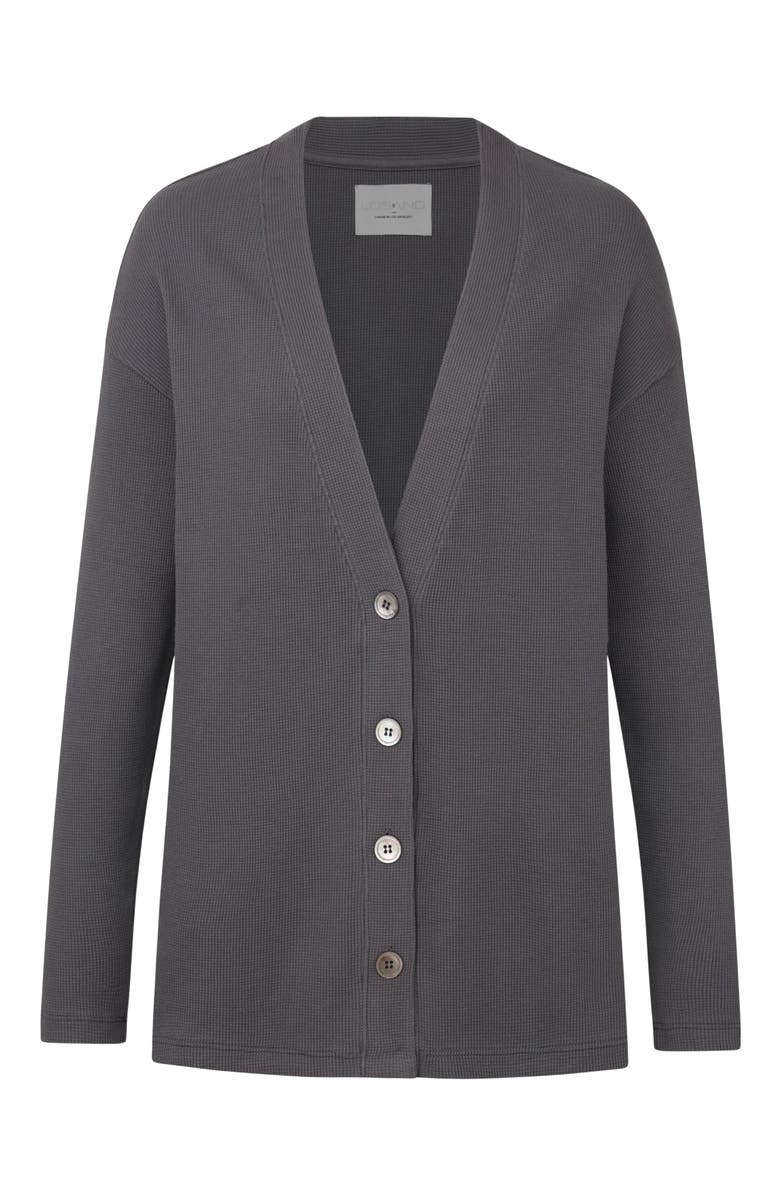 Losano Organic Cotton Relaxed Cardigan, Alternate, color, Charcoal