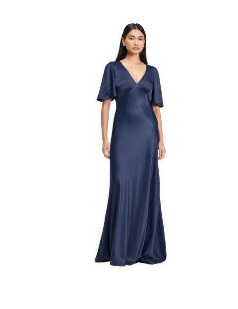Arabella Angel Sleeve Satin Maxi Dress