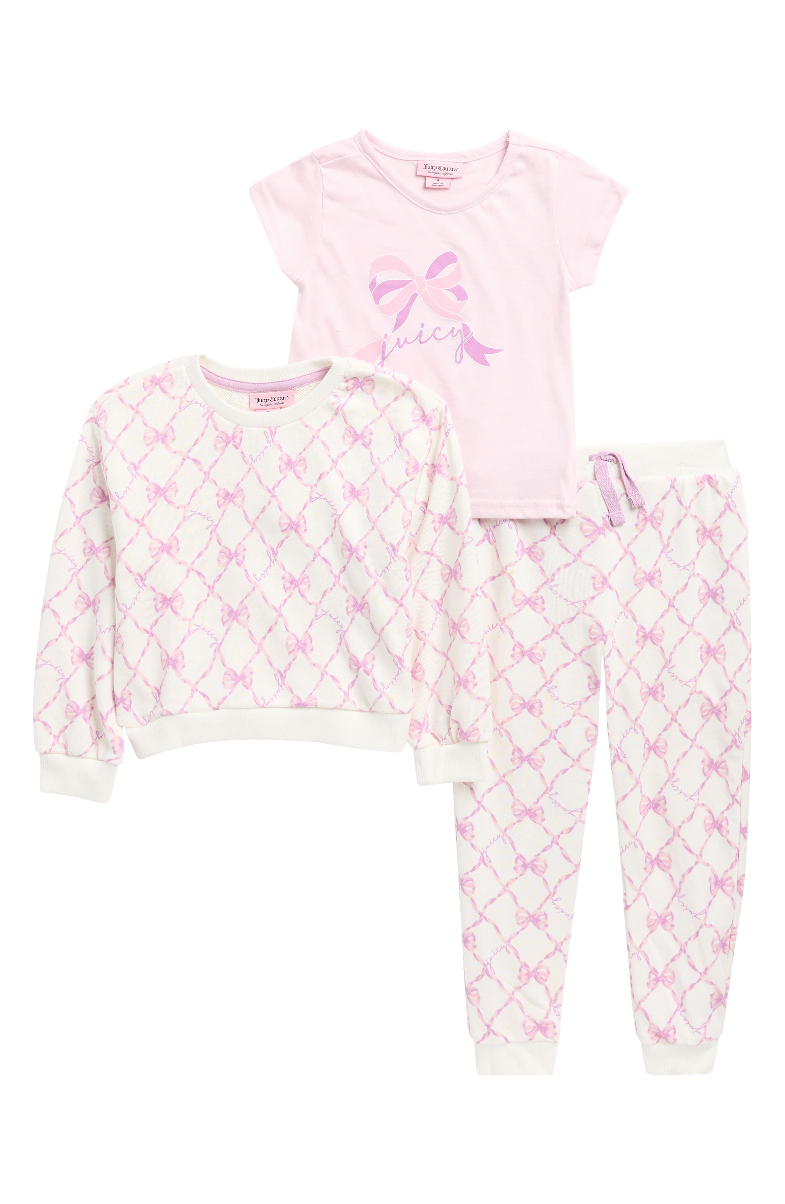 Juicy Couture Kids' Graphic T-Shirt, Sweatshirt & Leggings Set