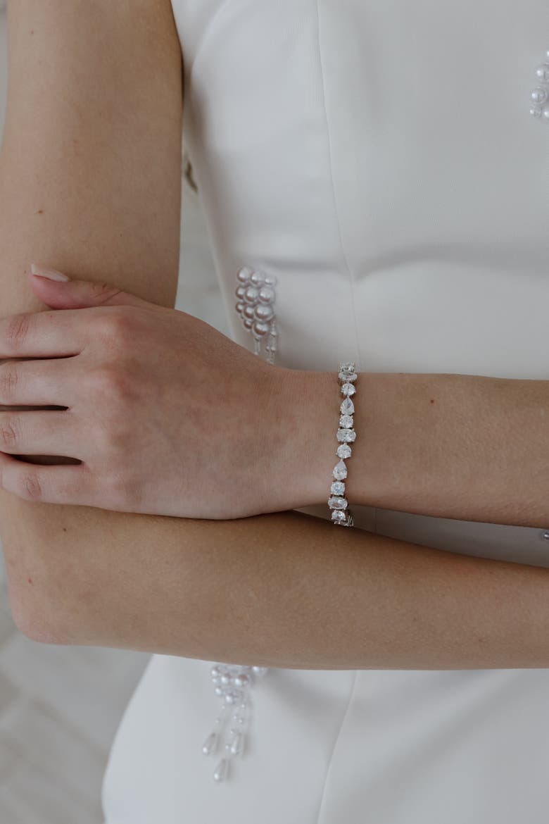 Vivienne Crystal Bracelet, Alternate, color, Metallic Silver